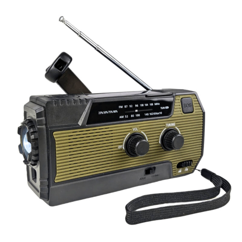 Noodradio AMFM – 4000 mAh powerbank – Handzwengel – Zonne-energie