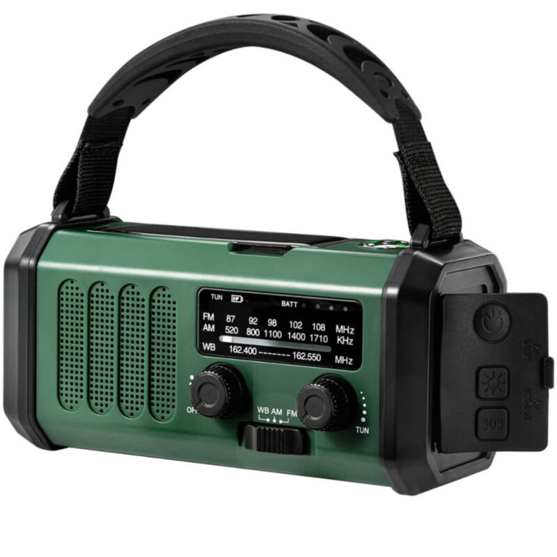 Noodradio FM Pro - 20.000 mAh powerbank - Handzwengel - Zonne-energie